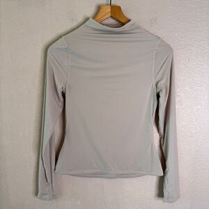 Naked Wardrobe Mock Neck Top Womens Large Taupe Long Sleeve Stretch Sculpt Basic